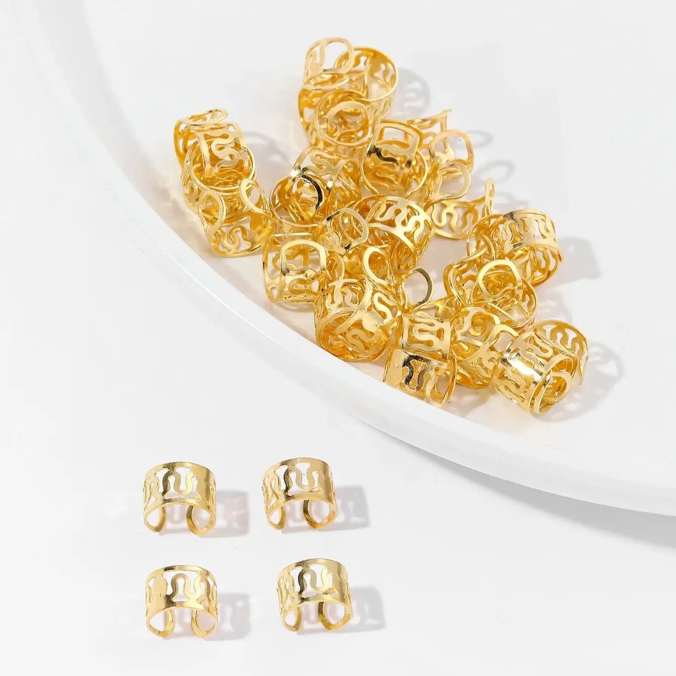 Hair Accessory Hollow Out Hair Ring Dreadlocks Beads Hair Braid Rings Clips 40pcs