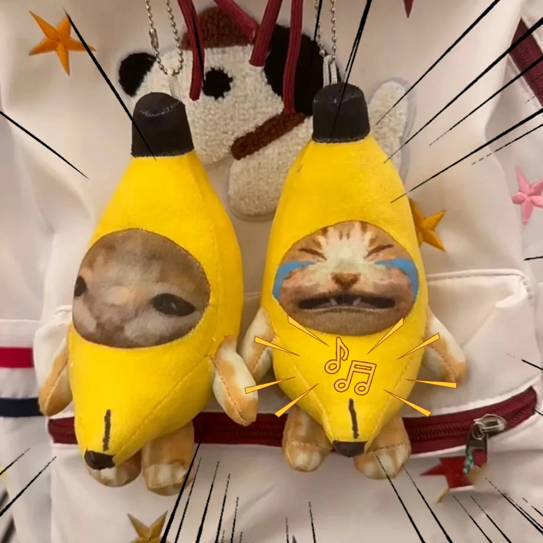 Crying Banana Key Chain Cat Plush Pendant With Sound Car Bag Funny Pendant Kids Classmate Gifts School plush toys pop keychain toys toy gift filler