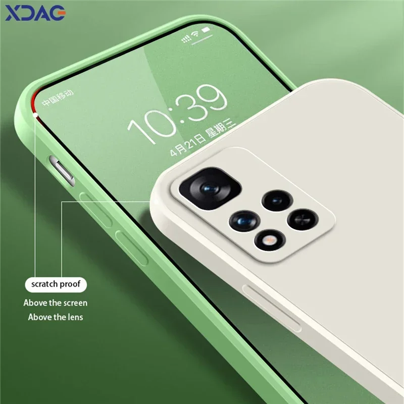 Original Square Liquid Silicone Cute Phone Cover Housing for Xiaomi Redmi Note Series