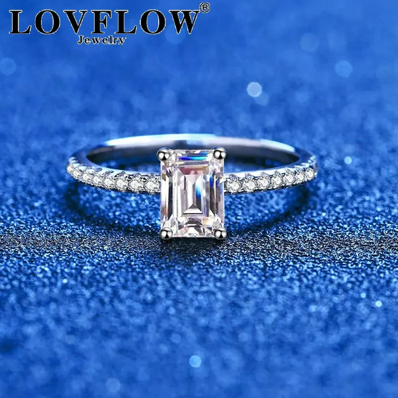 

1CT Princess Cut Moissanite Rings D VVS1 For Women Rectangle Classic Trendy Fine Engagement Wedding Band Certified 925 Sliver