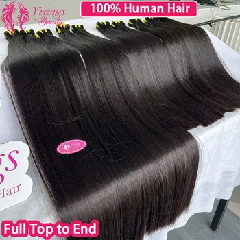 16A Super Double Drawn Bone Straight Human Hair Bundles Unprocessed Raw Virgin Vietnamese Hair Weave Extensions Full Ending 1