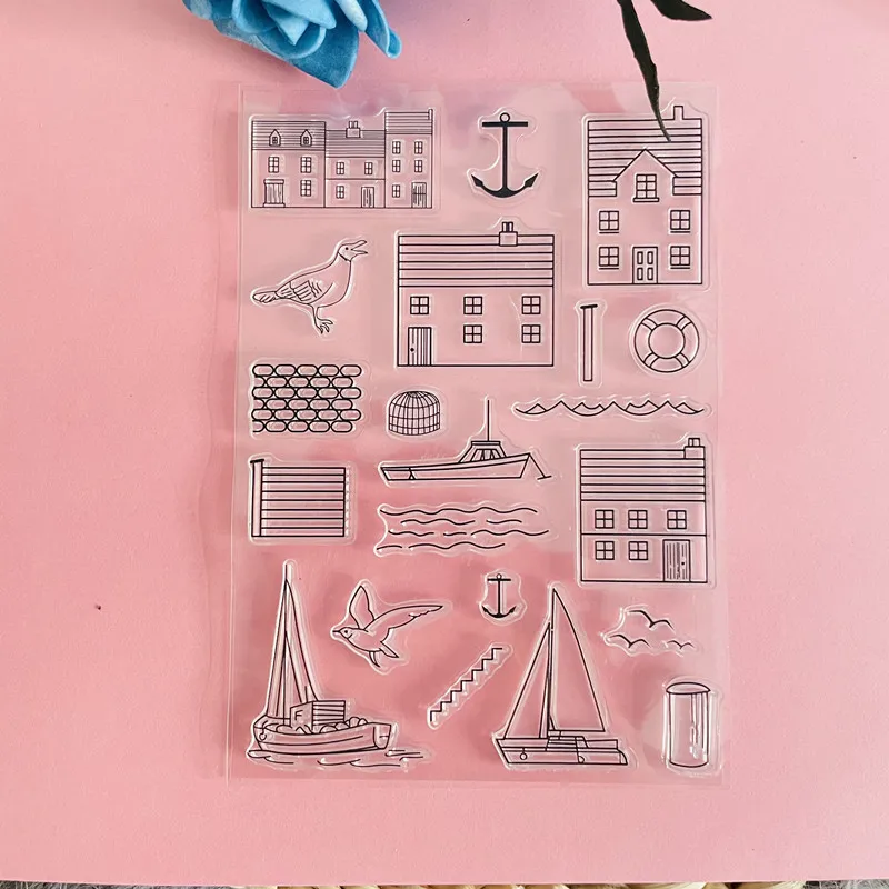 sailboat house seagull Clear Stamp Transparent Silicone Stamp Seal Sheet For Scrapbooking Photo Album Decoration