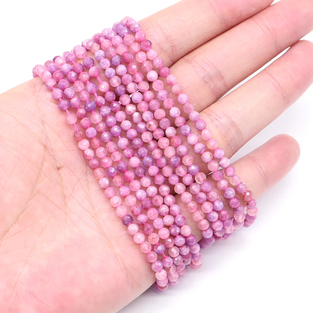 2mm 3mm 4mm 자연면 처리 된 핑크 전기석 스톤 비즈 보석에 대 한 작은 느슨한 구슬 DIY 팔찌 귀걸이 액세서리 만들기