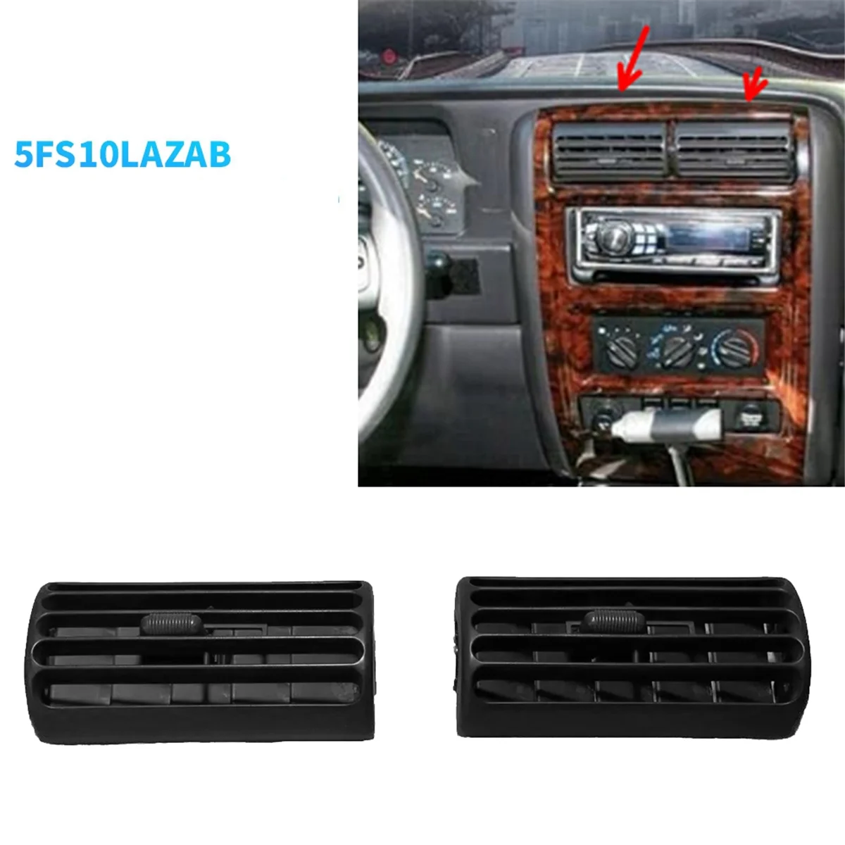 A02Q-2pcs 대시 보드 중간 에어컨 콘센트 그릴 5FS10LAZAB Jeep Cherokee XJ 1997-2001 AC 에어 벤트 노즐 그릴