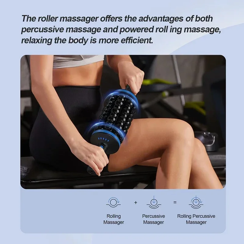 Cordless Roller Body Massage 360 Rolling Percussive Relief Muscle Relax Stress Massager Rechargeable Vibrators Fitness Shaping