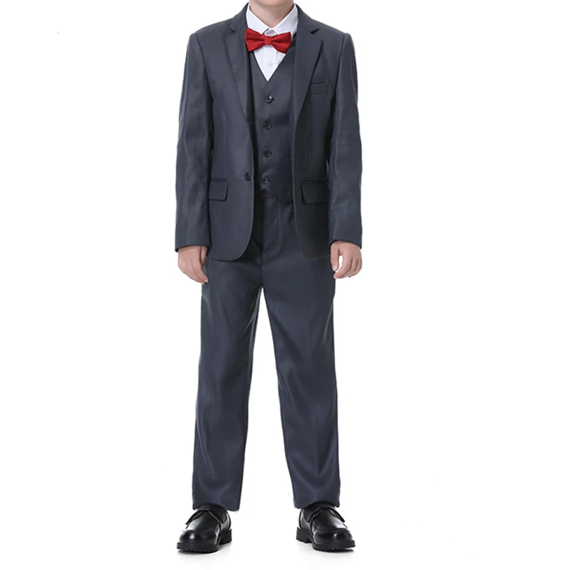 

2022 Fashion Boy's Business Host Suits Elegant Single Bottom Bridegroom Party Kid Suit 3 Pieces(Jacket+Pant+Vest )traje de novio