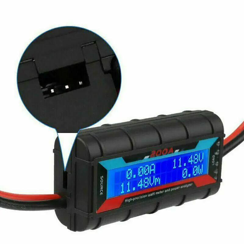 LCD měřič výkonu 4,8-60 V, 0-200 A pro RC - černý