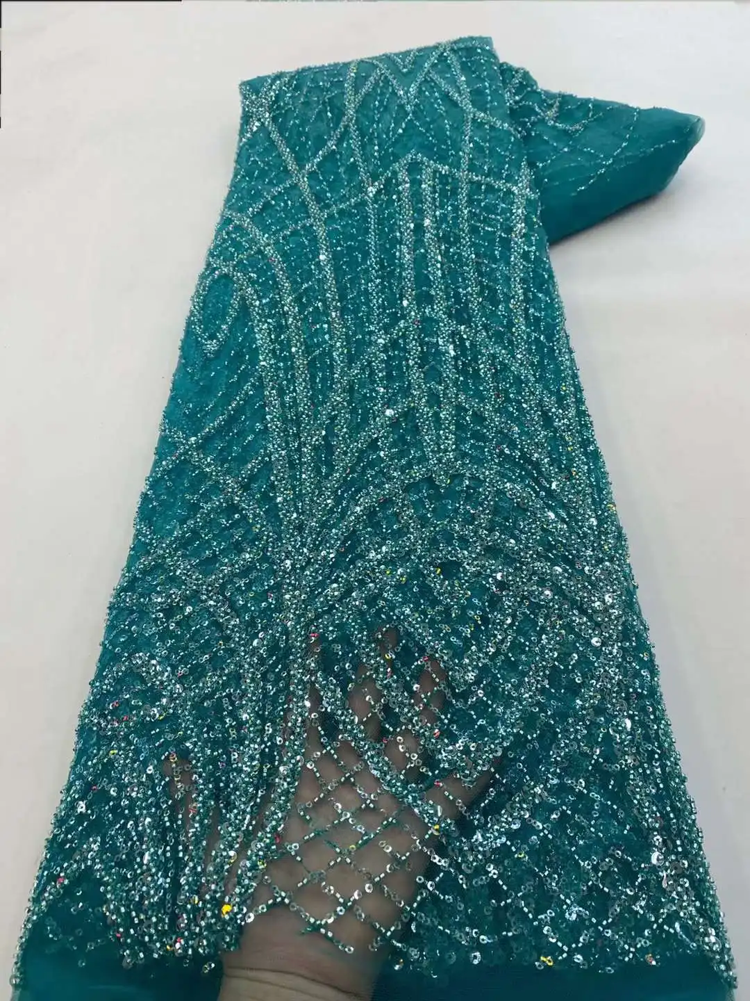 

French Tulle Lace Fabric 2023 High Quality Embroidery African Voile Lace Fabric With Sequins Beaded Nigerian Lace Fabric XZ62F