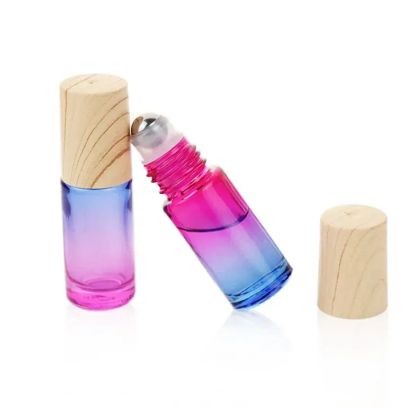 Roller Ball Bottle For Essential Oil Travel Kit 30Pcs Glass Roll On Bottles 5ml Gradient Color Empty Bottle