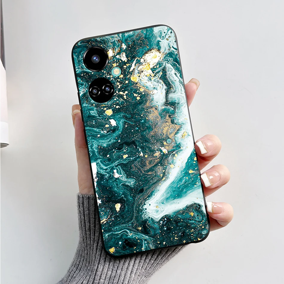 Fashionable Marble Silicone Soft Black TPU Phone Case
