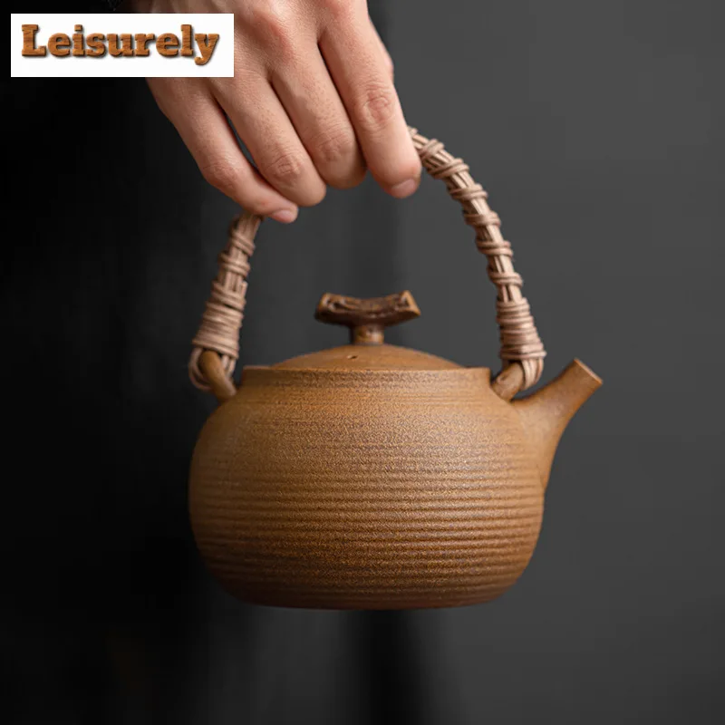 Sauce Glazed Old Rock Mud Alcohol Teapot Warmer Retro Trivet Tea Stove Boiling Kettle Stand Heater Teaset Accessories Decoration