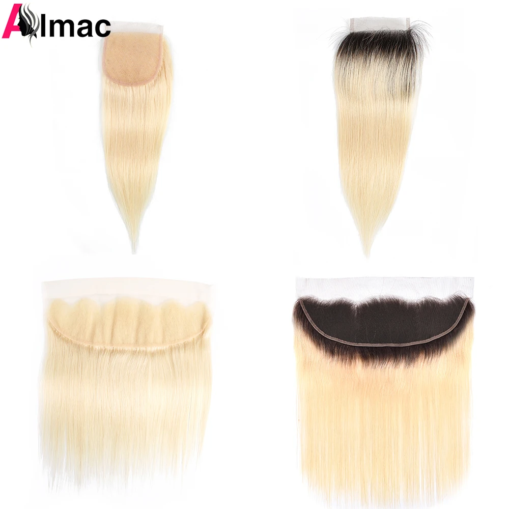 Human Hair Frontal 4x4 613 Lace Closure Honey Blonde 13x4 Human Hair Lace Frontal Light Brown Swiss Free Part Pre-Plucked