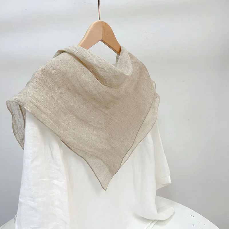 Women Summer Thin Linen Triangle Scarf