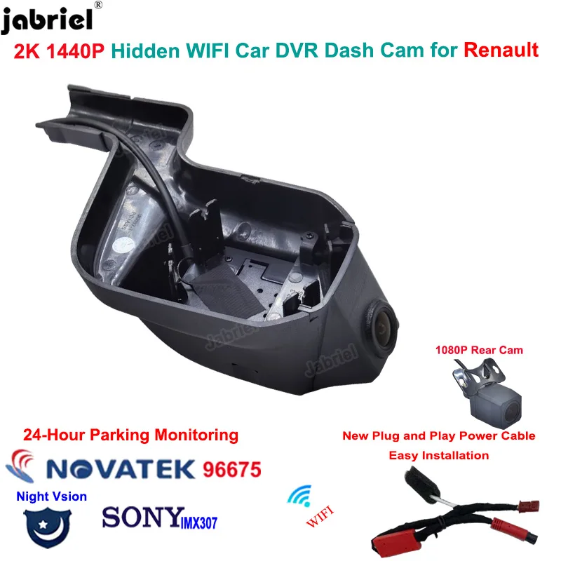 

New 2K 1440P Dash Cam Dual Cameras 24H Wifi Car DVR Driving Recorder for Renault Kadjar Koleos Dashcam for Nissan Rogue X-trail