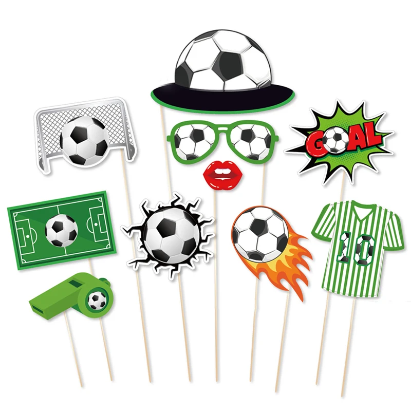 25pcs Soccer Sports Photobooth Props Soccer Shooting Party Theme Birthday Photo Props Supplies Boys
