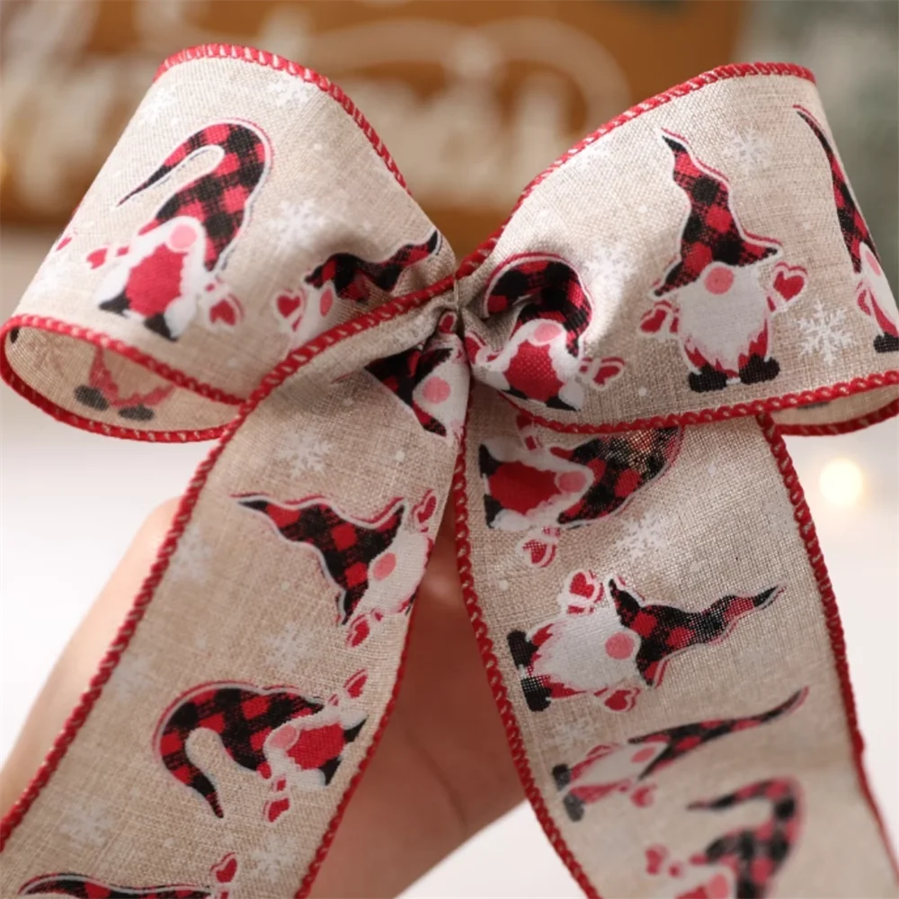 2M/Rolle Weihnachten Leinen Bänder Santa Claus Weihnachten Krücke Gedruckt Band DIY Kranz Bögen Neue Jahr Geschenk Verpackung Handwerk dekoration – Detail 10