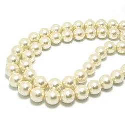 Vibrant Glass Dyeing Color Round Imitation Pearl Beads for DIY Jewelry and Accessories (Beige)