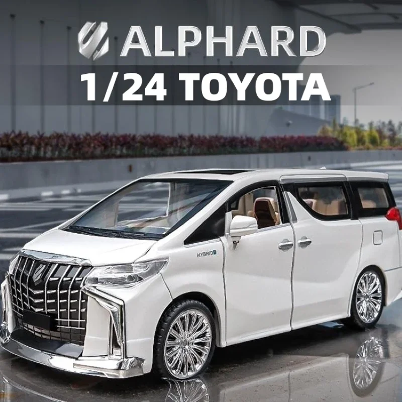 

Модель игрушечного автомобиля TOYOTA Alphard MPV Van, литой под давлением, миниатюрная модель автомобиля со звуком заднего вида и открытой дверью, коллекционный подарок для мальчика, 1/24