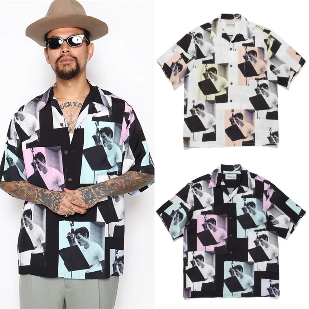 Men Women 1:1 Top Quality Hawaii Shirts Short Sleeve Tees WACKO MARIA Shirt t shirts tees leaves