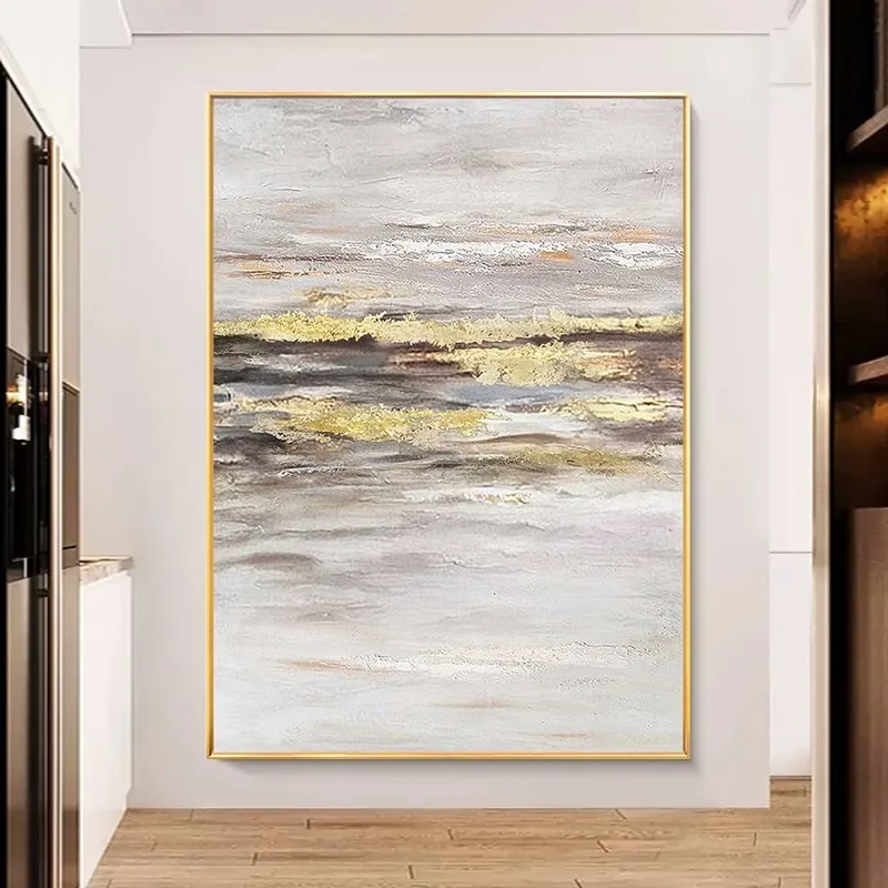 

Abstract Canvas Art Style No Frame Office House Wall Picture Decoration Artwork Gold Foil Design Texture Handmade Oil Paintings