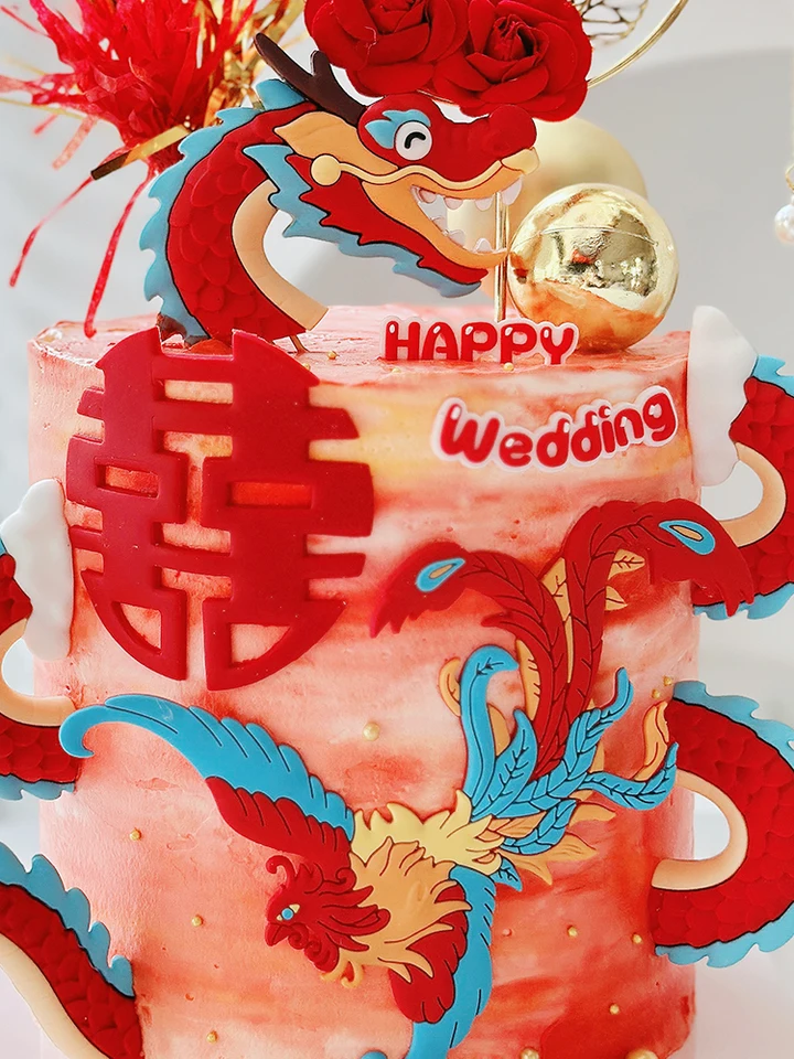 Bougies De Mariage Chinoises Dragon Et Phénix - Paire Rouge Traditionnelle, 25,5 Cm - Décoration Cérémonie, Salle De Mariage, Ambiance Festive