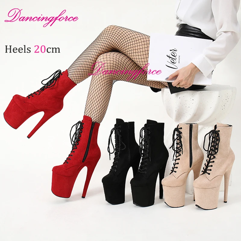 20CM/8inch Suede Exotic Ankle Boots Fashion High Heel Nightclub