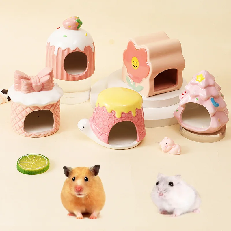 Dessert Series Ceramic Hamster House Small Animal Cage Landscaping Supplies Rat Accesorios Pygmy Mouse Chipmunk House