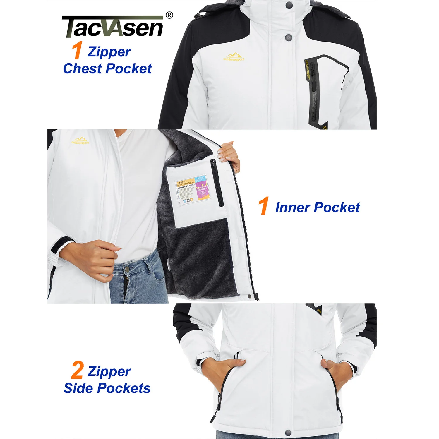 Women's Winter Waterproof Thermal Jacket - Heavy Fleece Snowboard Coat Windbreaker Parka
