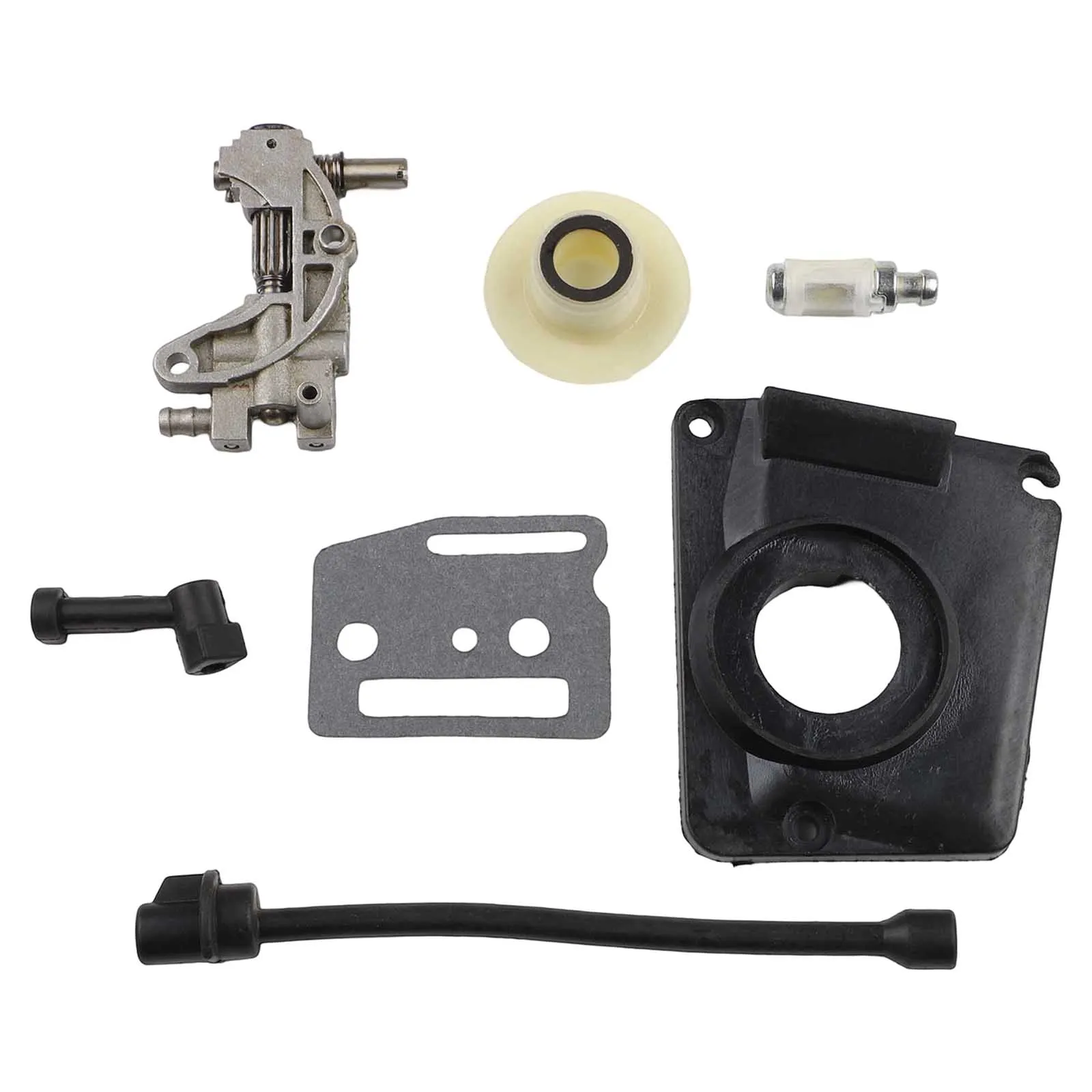Ölantriebspumpen-Set für chinesische Kettensäge 4500 5800 45 cc 52 cc 58 cc Pumpenabdeckung Schneckengetriebe Ölpumpenabdeckung Ölfilter Ölrohr