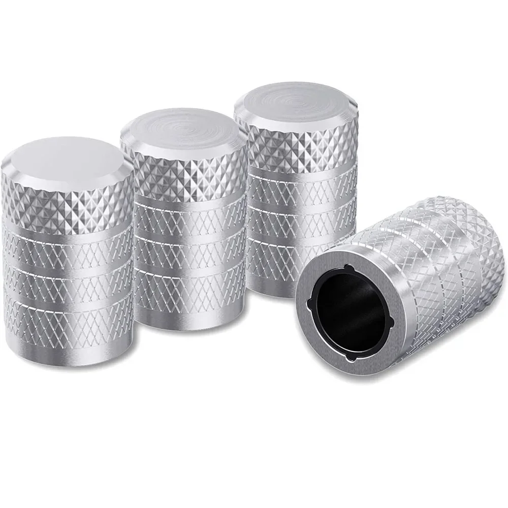 Premium Aluminum Tire Valve Stem Caps - Set of 4 - Corrosion Resistant Covers