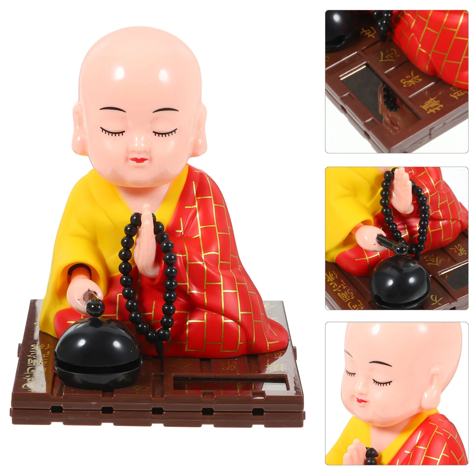 

Ornaments Car Toy Buddha Figurine Bobblehead Zen Solar Powered Dashboard Decorations Plastic Monk Statue