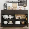 55" Buffet Sideboard Cabinet with Storage, Modern Farmhouse Coffee Bar Cabinet with Drawers and Shelves, Barn Doors Storage 4