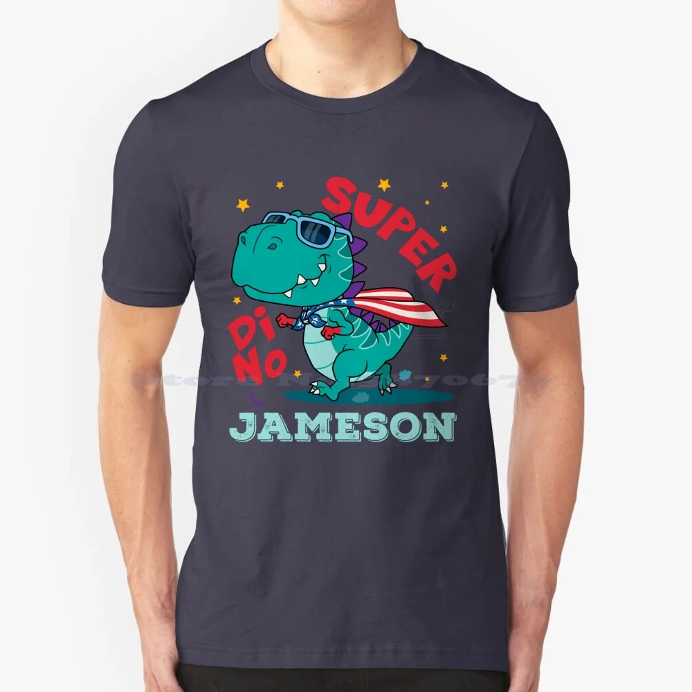 Jameson Nome Dinosauro, Regalo Per Il Compleanno Dinosaur King , T Rex T Shirt 100% Cotone Tee Jameson Cognome Cute Dinosaur Dabbing