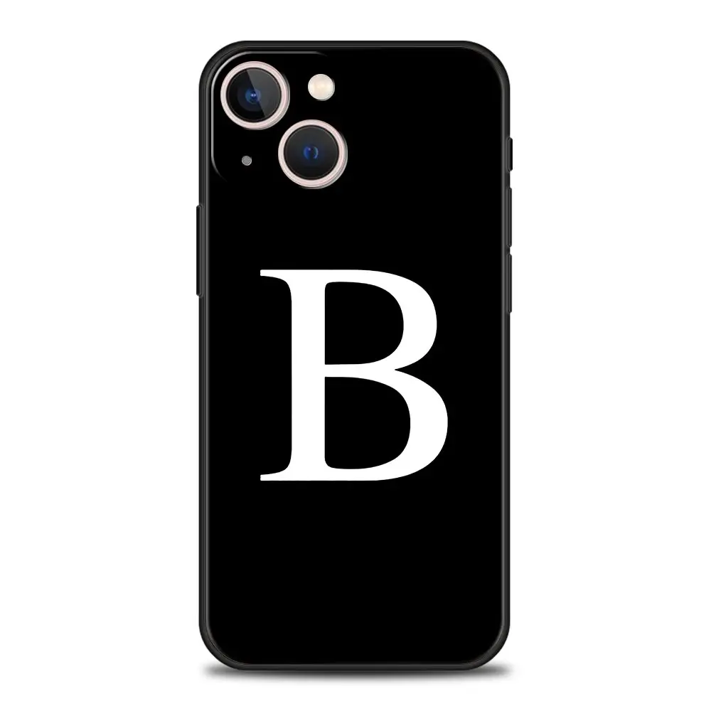 Elegant Customizable Initial Letter Black Phone Case - Luxury Fashion Cover