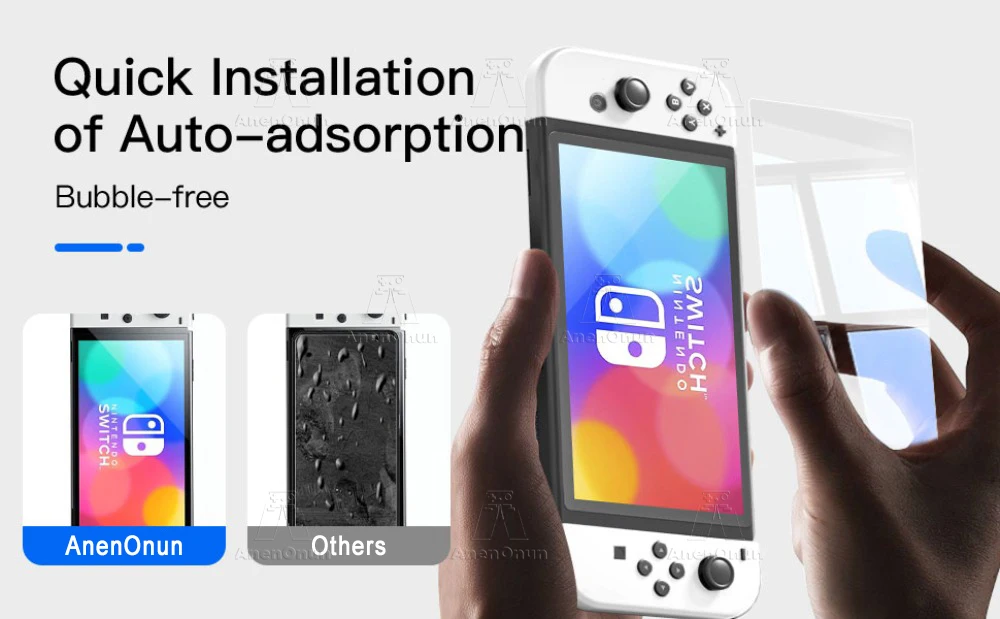 Gehärtetes Glas für Switch OLED, bruchsicher, kratzfest, Anti-Fingerabdruck, Härte 9H, 2,5D, gebogene Kante, Ultra-HD-Displayschutz – Detail 6