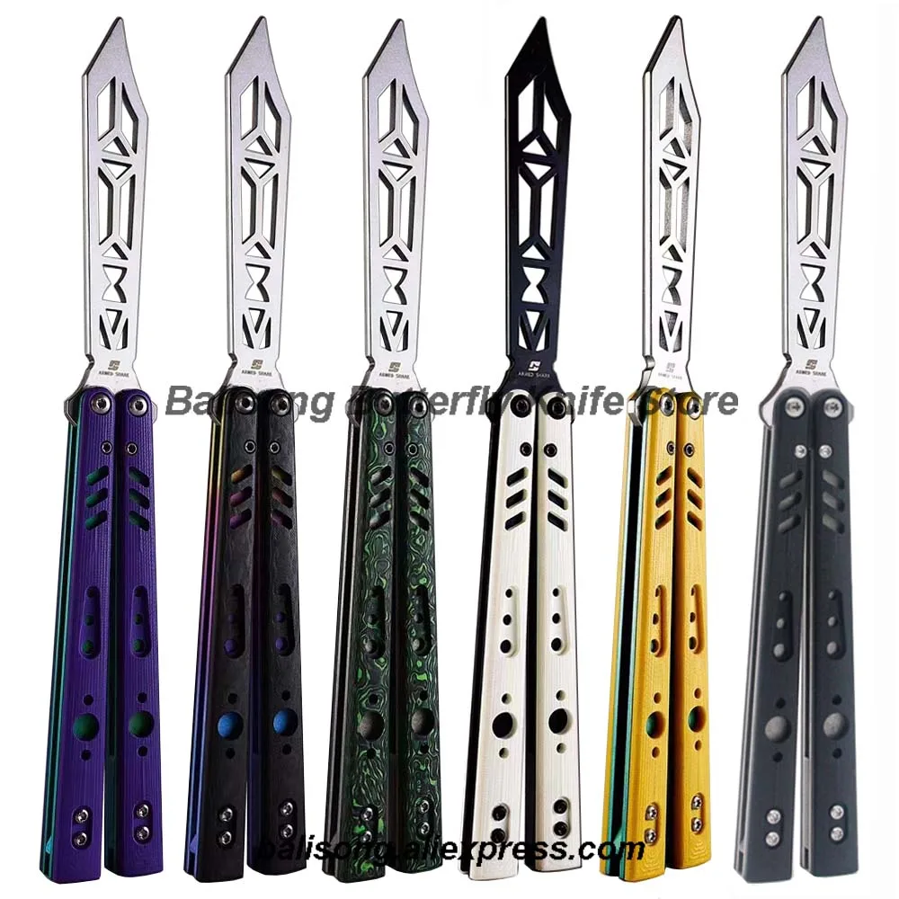 ARMED SHARK Hourglass Replicant Rep Clone Balisong Trainer Butterfly  Trainer Knife G10+Titanium Liner Handle Bushings System