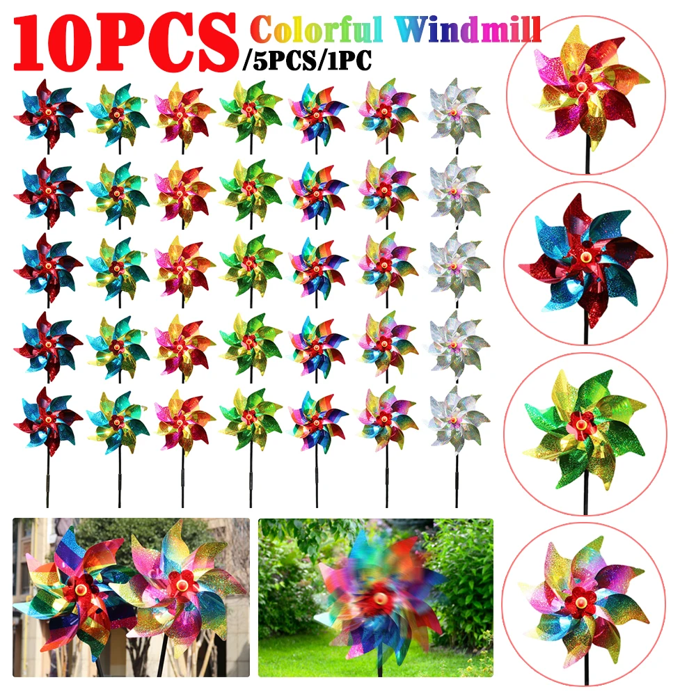 10/5/1PCS Pinwheel Garden Yard Colorful Windmill Stakes Decoracion Outdoor Planter Decor Rainbow Pinwheels Home Decor