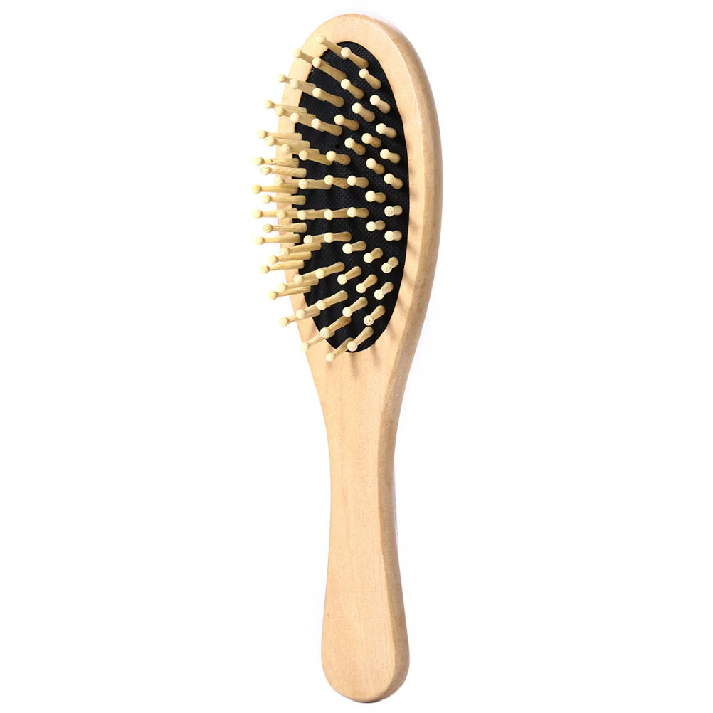 

Wooden Bamboo Hair Vent Brush Keratin Care Spa Massager Comb Black Rubber