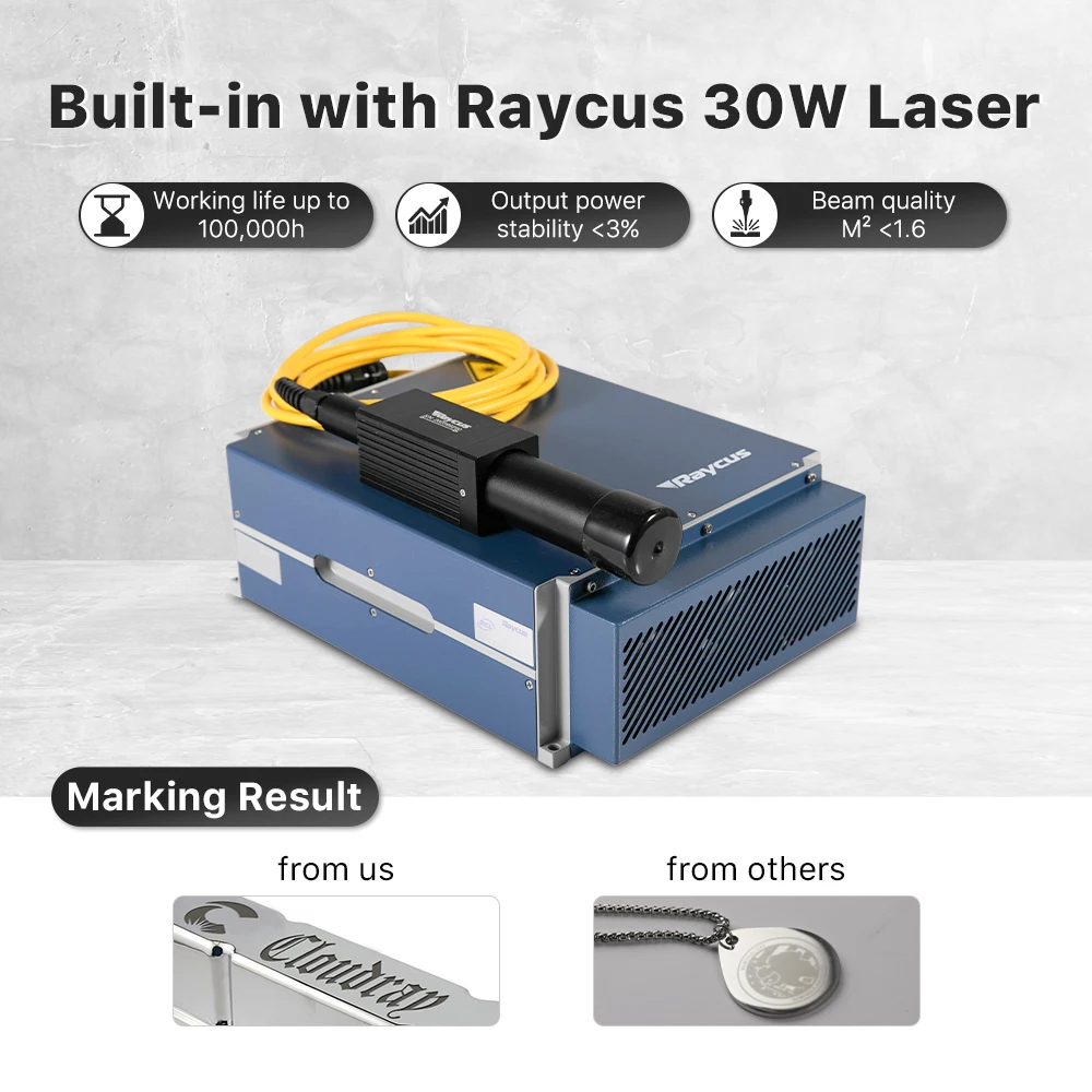 Cloudray 30W Raycus LiteMarker-M Portable Marking Machine Fiber Laser Engrave on Stainless Steel Aluminum Jewelry Pet Tag Mark 4