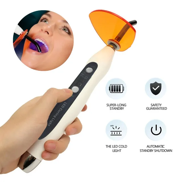 LED Dental Curing Lamp Photopolymerizer Dentist Cordless Lamp Rechargeable Lithium Battery Orthodontic Composite Curing Light