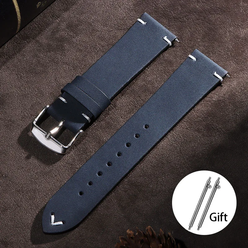 Handmade Vintage Cowhide Leather Watch Band with Quick Release