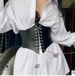 Fashion Chain Corset Women Bandage Waist Trainer Body Shaper Sexy Bustier Underbust Slimming Waist Belt Cincher