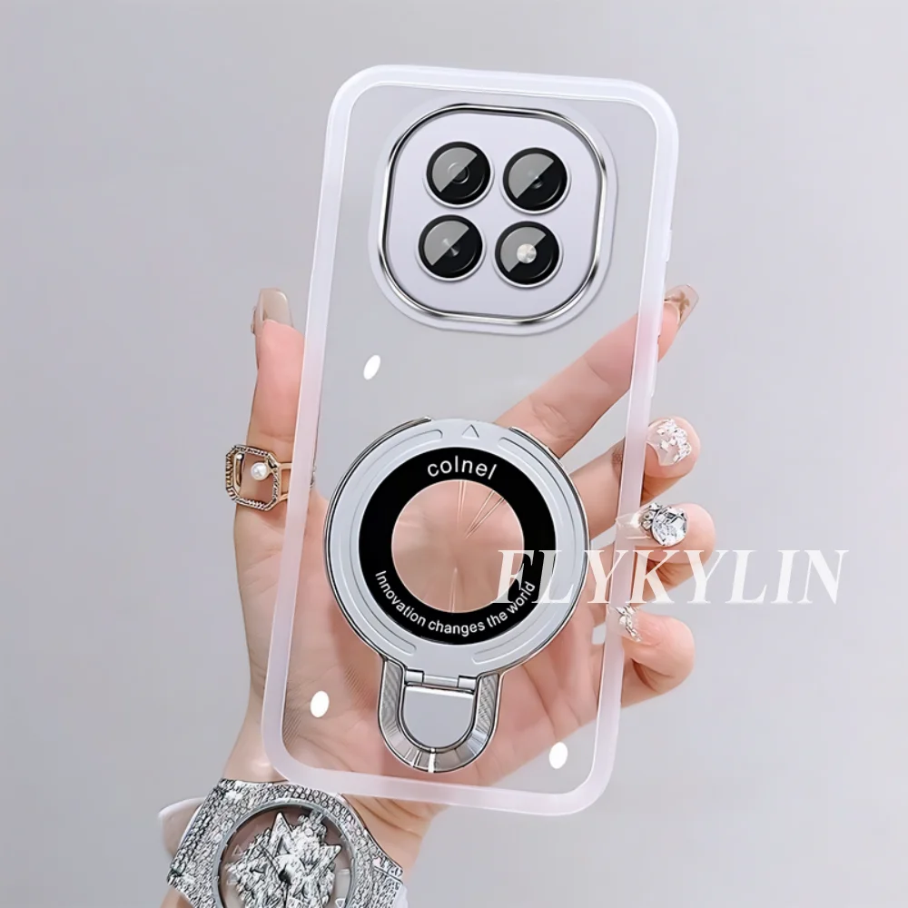 Transparent Magnetic Thin Bracket Phone Case with Soft Shell Design