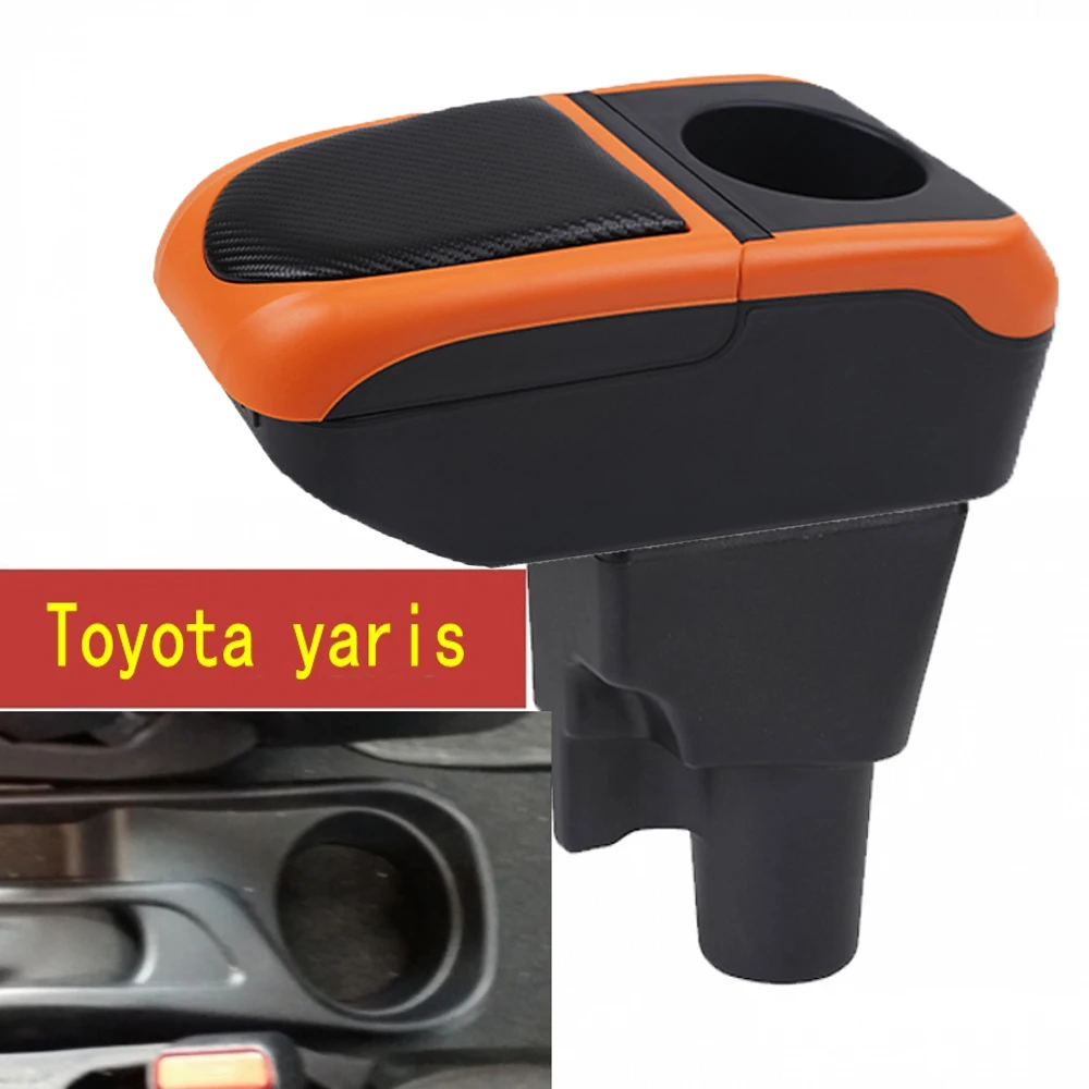 

For Car Toyota Yaris Hybrid Armrest Box Arm Elbow Rest Center Console Storage Case with Cup Holder USB Port