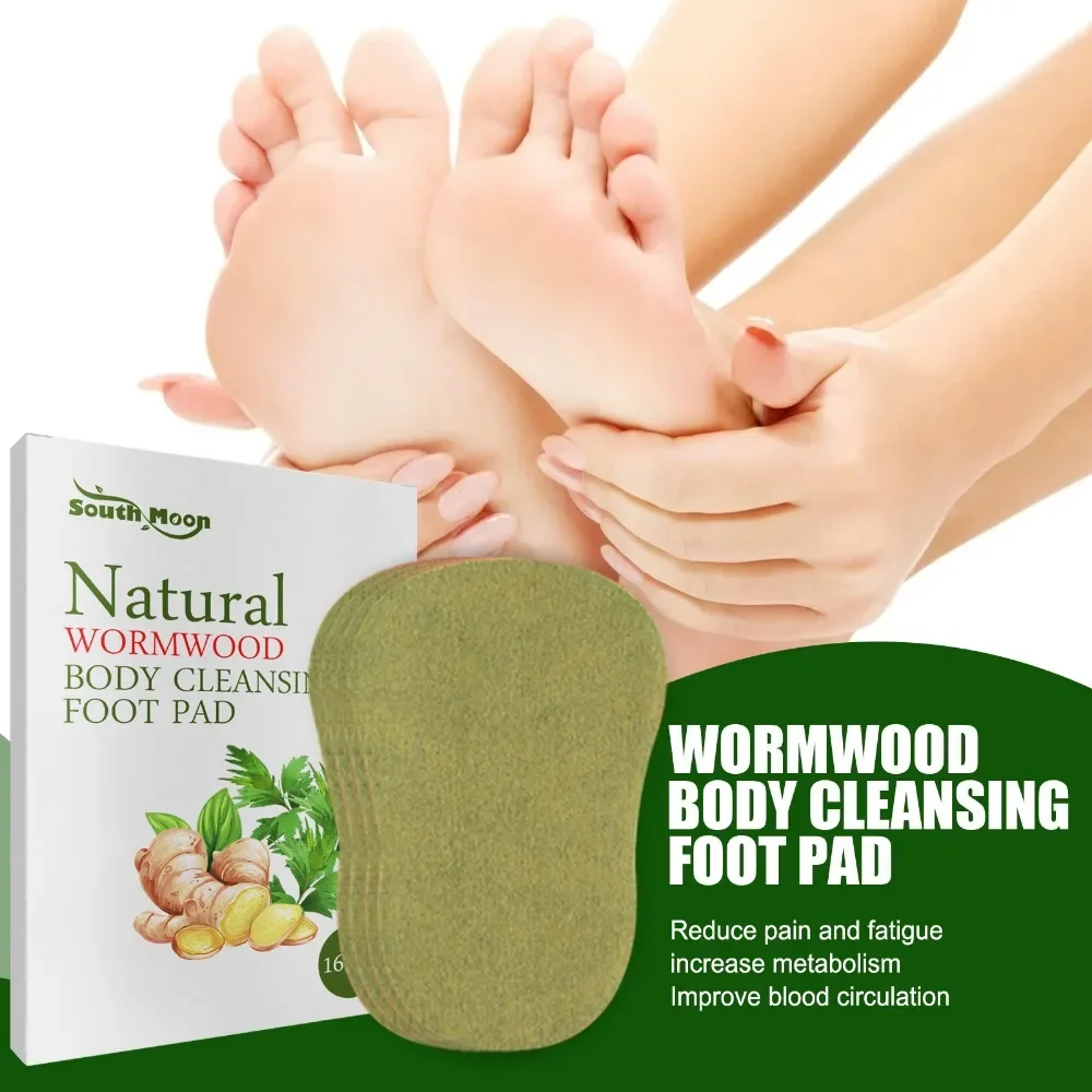 Detox Foot Patches Pads Natural Herbal Wormwood Artemisia Argyi 16pcs Feet Body Toxins Cleansing Relieve Stress natural herbal foot pads,foot pads