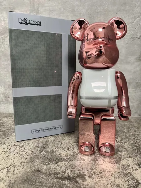 Bearbrick 400% Pink Gold Silver Pearl White Cross Plus Be