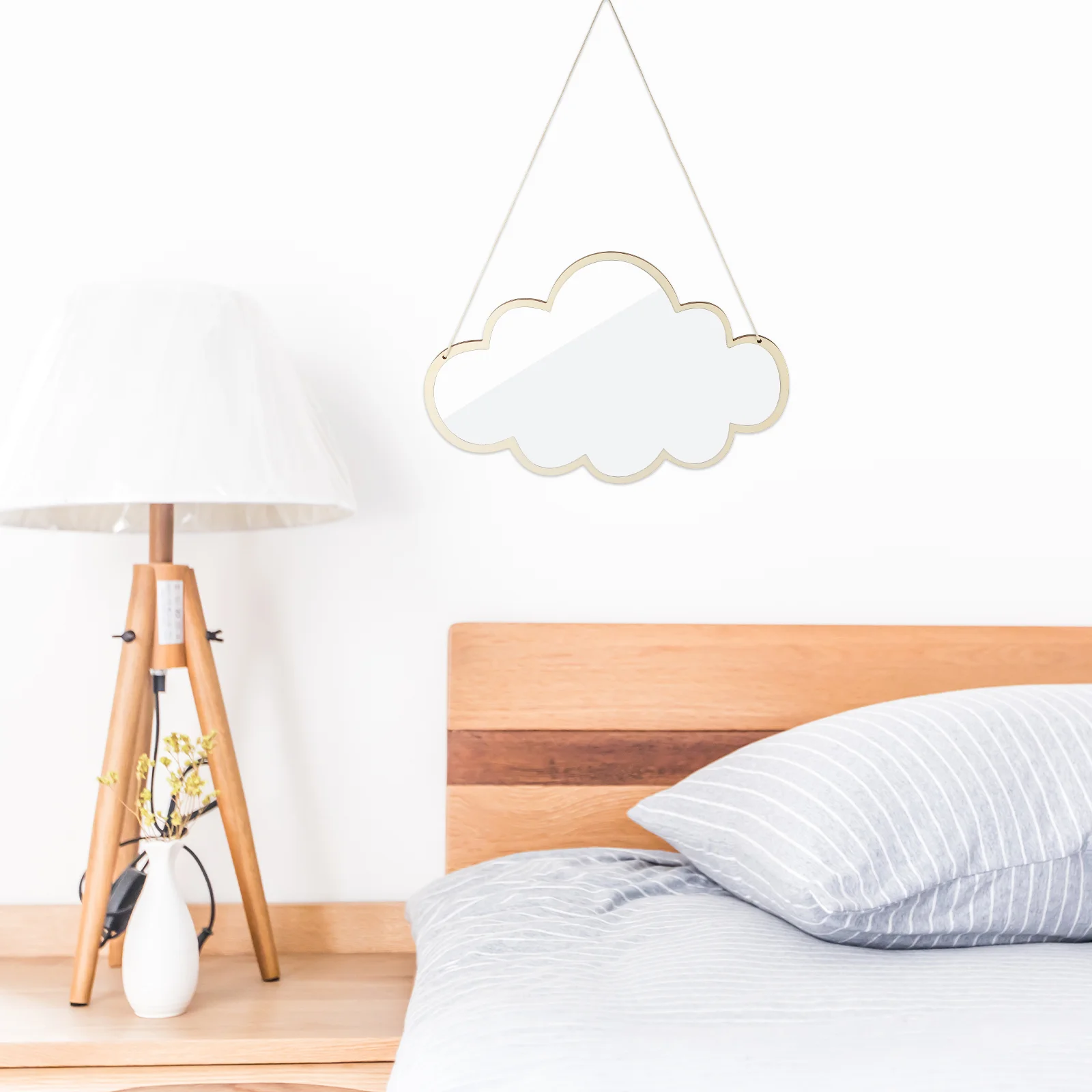 

Cloud Shaped Wall Mirror Wood Frame Acrylic Hanging Mirror Cute Cloud Mirror Wall Stickers Decals Kids Girls Bedroom Nursery