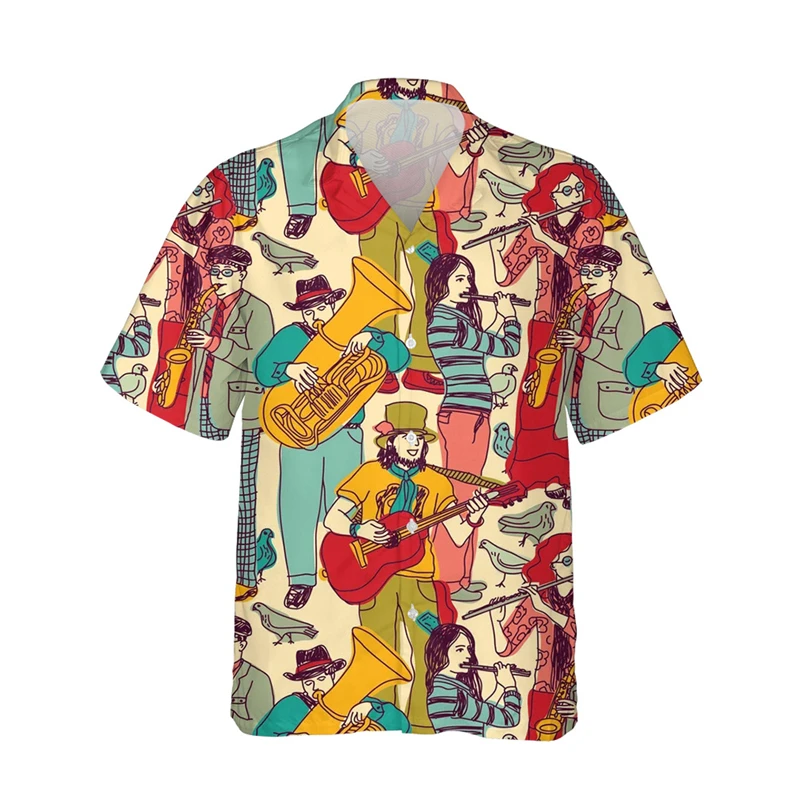 thumbnail image 1 of Nueva camisa hawaiana de verano, camisetas de manga corta para hombre, camisetas de hip hop de gran tamaño con estampado 3D, ropa informal vintage estilo rock para hombre, 1 of 5