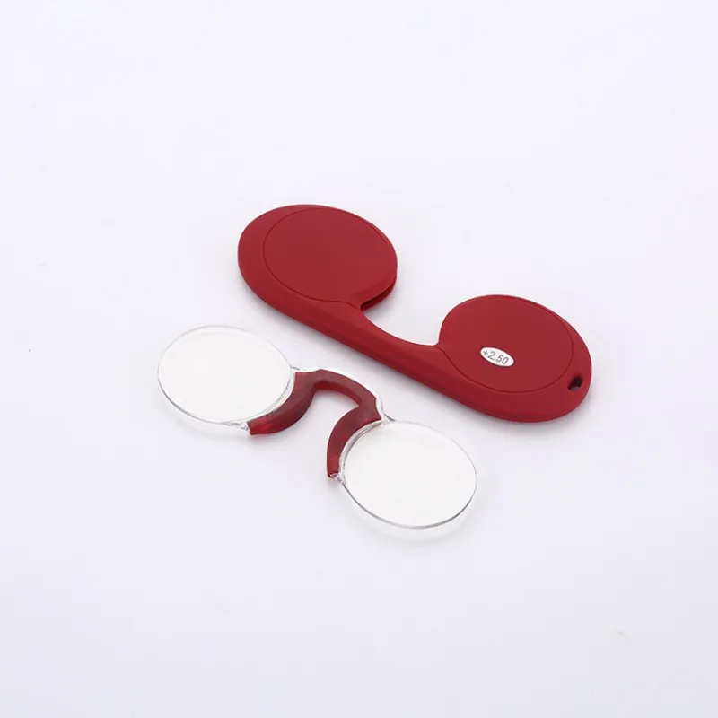 

Новые силиконовые Карманные очки для чтения с зажимом для носа для мужчин и женщин, портативные круглые безрамные очки TR90 для чтения, очки для чтения