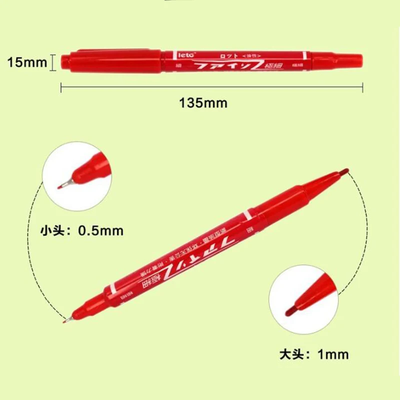 Dual-Tip Permanent Marker Pens for Versatile Use on Various Surfaces